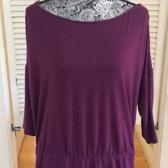 Just Fabulous ruched scoop neck dress 3X stretch - Picture 2 of 6